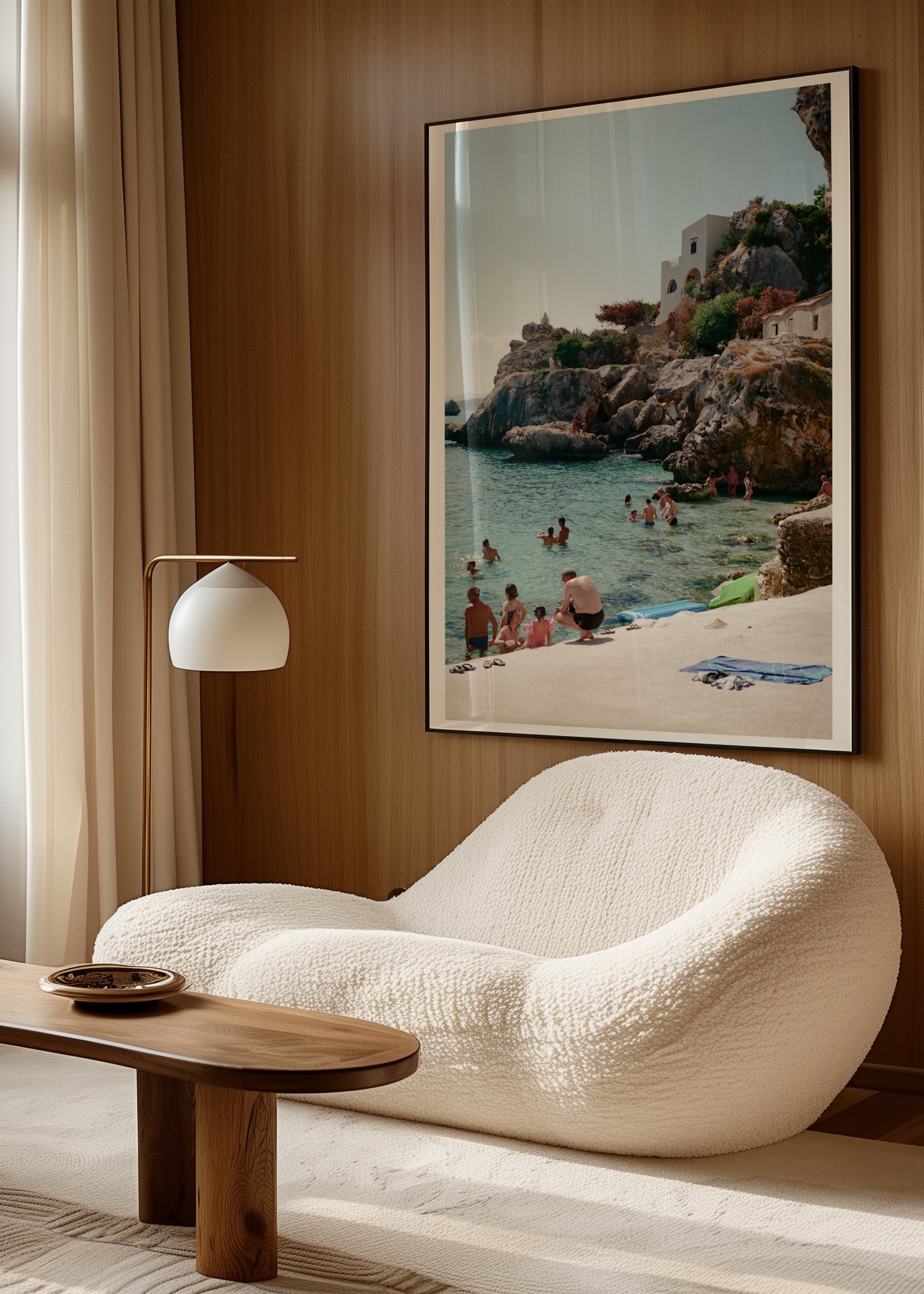 Sara's 'Del Mare' print framed in an aesthetic living room.
