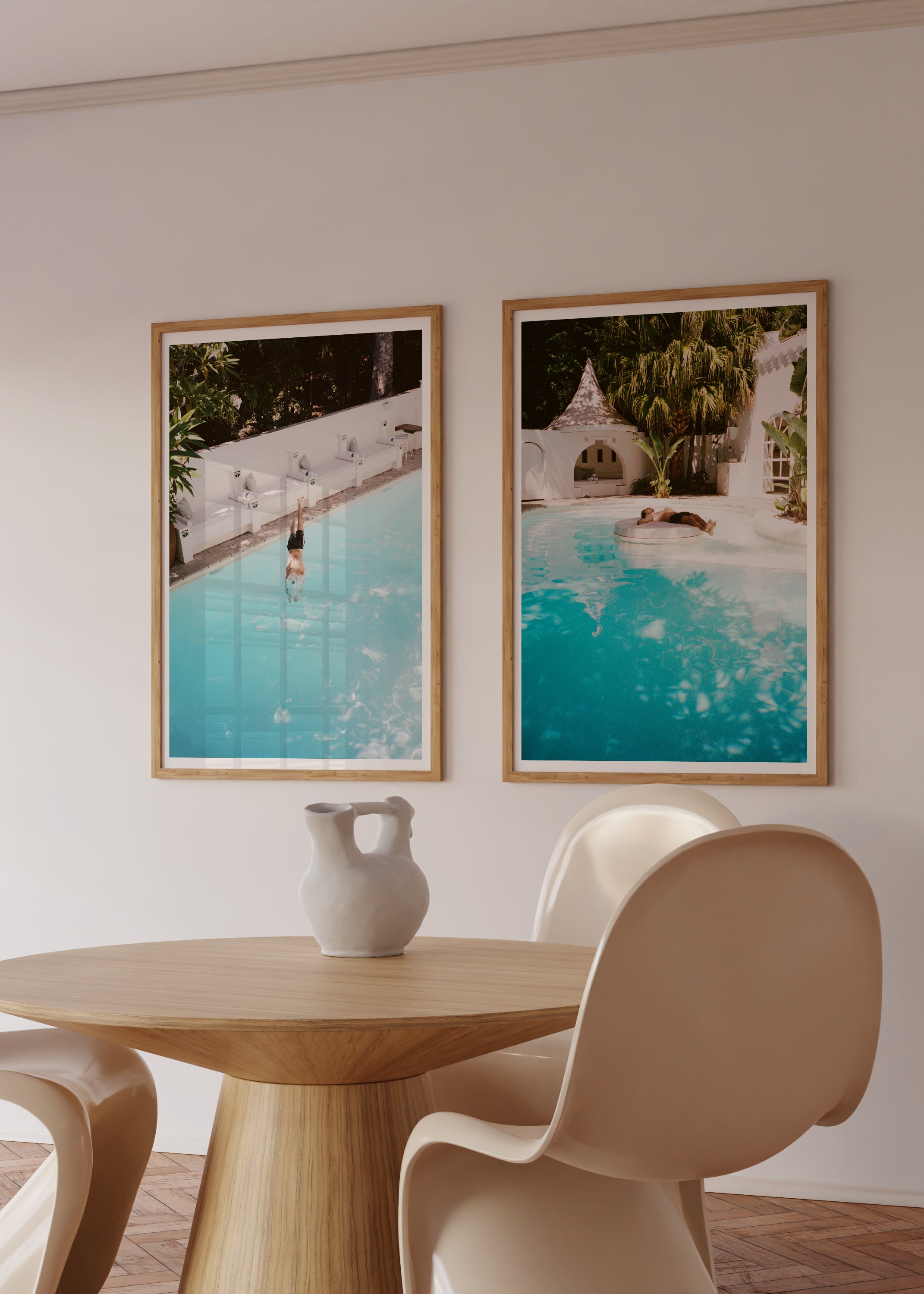 Sara's 'Zen' & 'Splash' Print framed in an aesthetic dining room.