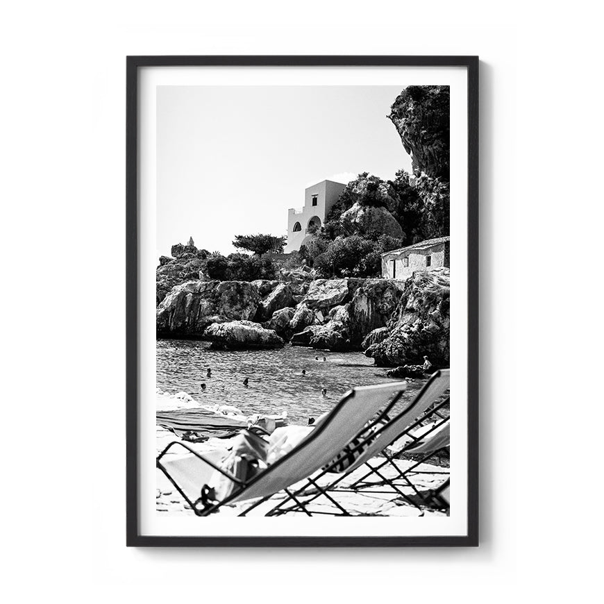 Sara's 'Locale' print framed in a black timber frame.