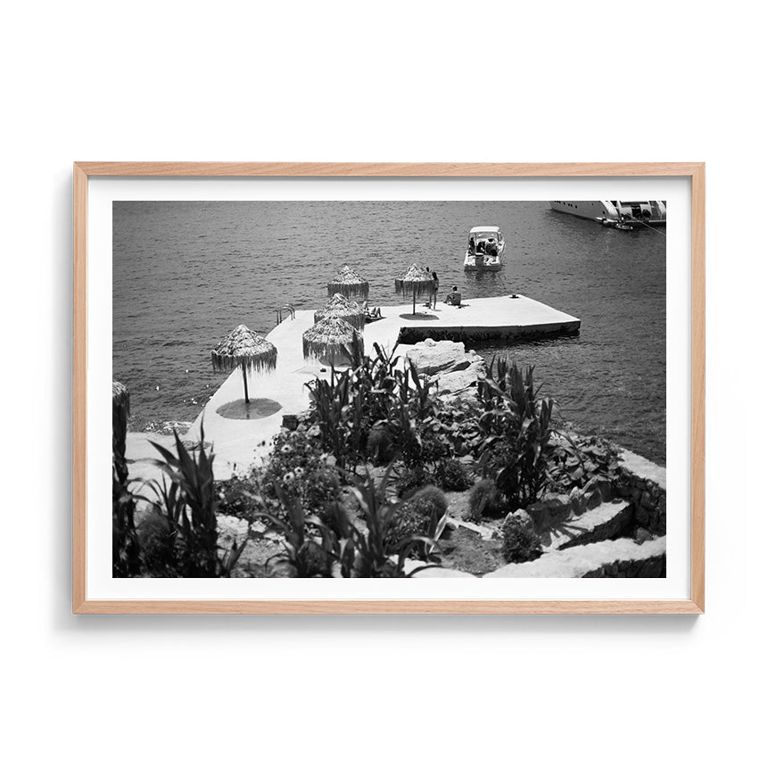 Sara's 'Mykonos' print framed in an oak timber frame.